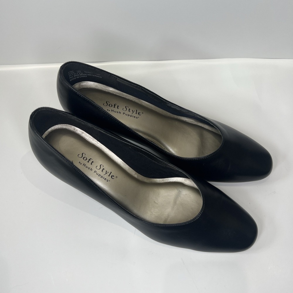 Soft Style Hush Puppies Black Pumps Womens 8.5W Wide Comfort Career Dress Heels - Picture 5 of 16